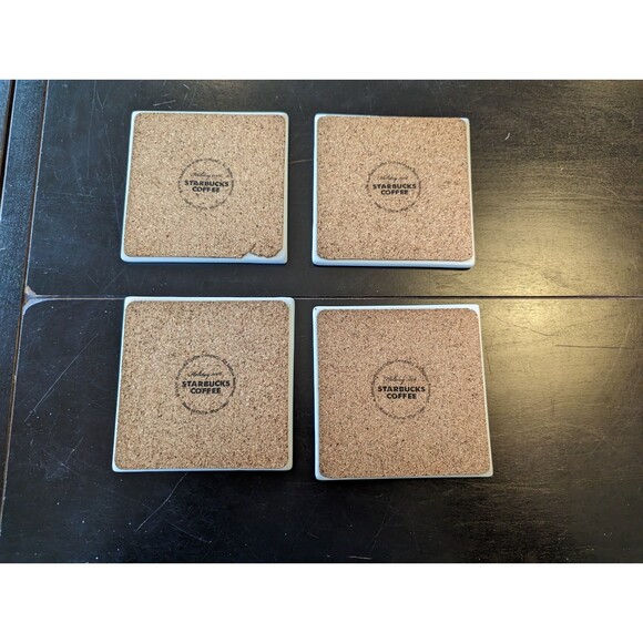 Starbucks Red White Green Holiday Coasters 2006 - Set of 4 - Picture 4 of 6